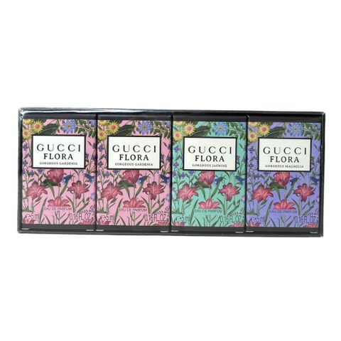 GUCCI 古馳 Flora 華麗小香禮盒 5ml x 4入組 (梔子花*2、茉莉花、木蘭花)