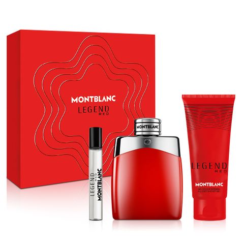 MONTBLANC 萬寶龍 傳奇烈紅男性淡香精禮盒(淡香精100ml+隨行香氛7.5ml+沐浴精100ml)