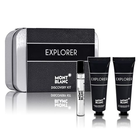 MONTBLANC 萬寶龍 Explorer 探尋旅者鐵盒旅行組(淡香精7.5ML+沐浴精30ML+鬍後乳30ML)