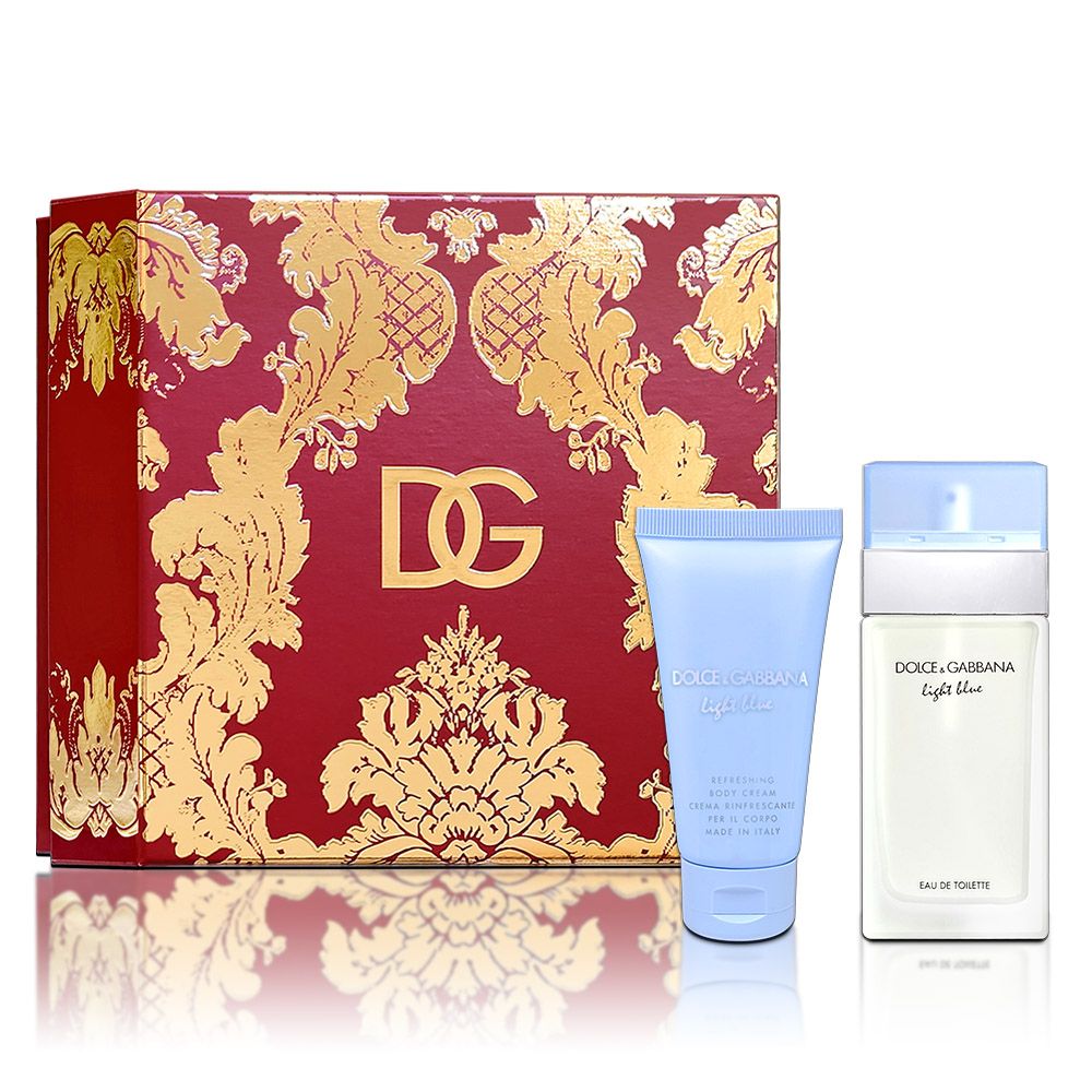 DOLCE & GABBANA D&G 淺藍女性淡香水金緻禮盒(淡香水50ML+身體乳50ML)