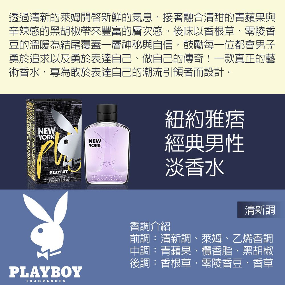 PLAYBOY  紐約雅痞經典男性淡香水 100ml