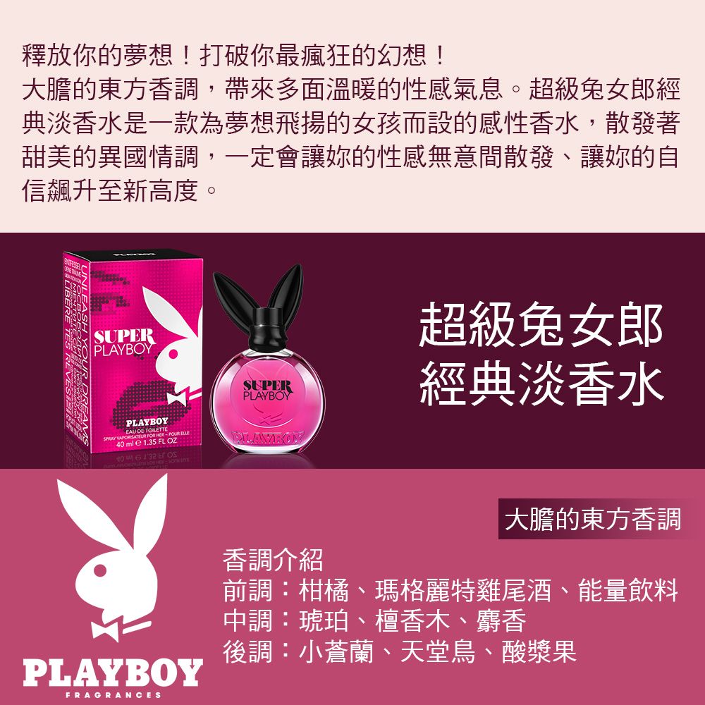PLAYBOY 超級兔女郎經典淡香水 40ml (Super)