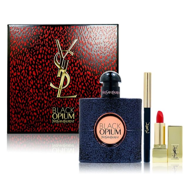 YSL Black Opium 黑鴉片香水彩妝禮盒(淡香精50ml +#01經典紅唇膏1.3g+