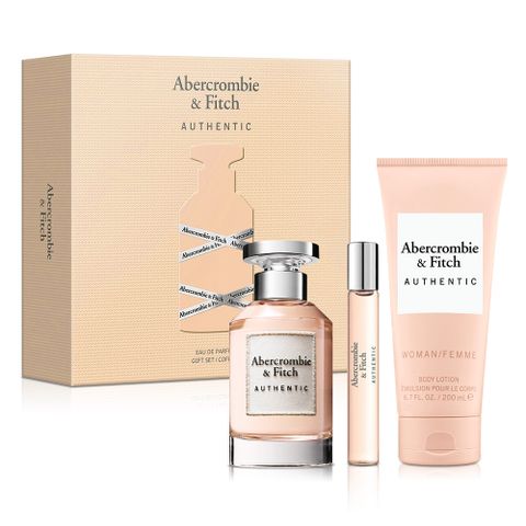 Abercrombie & Fitch 真我女性淡香精禮盒(淡香精100ml+小香15ml+身體乳200ml)