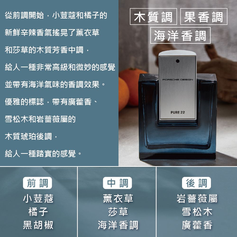 PORSCHE DESIGN 保時捷 純粹時光男性淡香精 100ml (Pure 22)