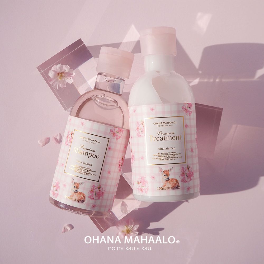 OHANA MAHAALO  桃氣斑比小金緻洗髮修護組(洗髮露250ml+修護乳250ml)