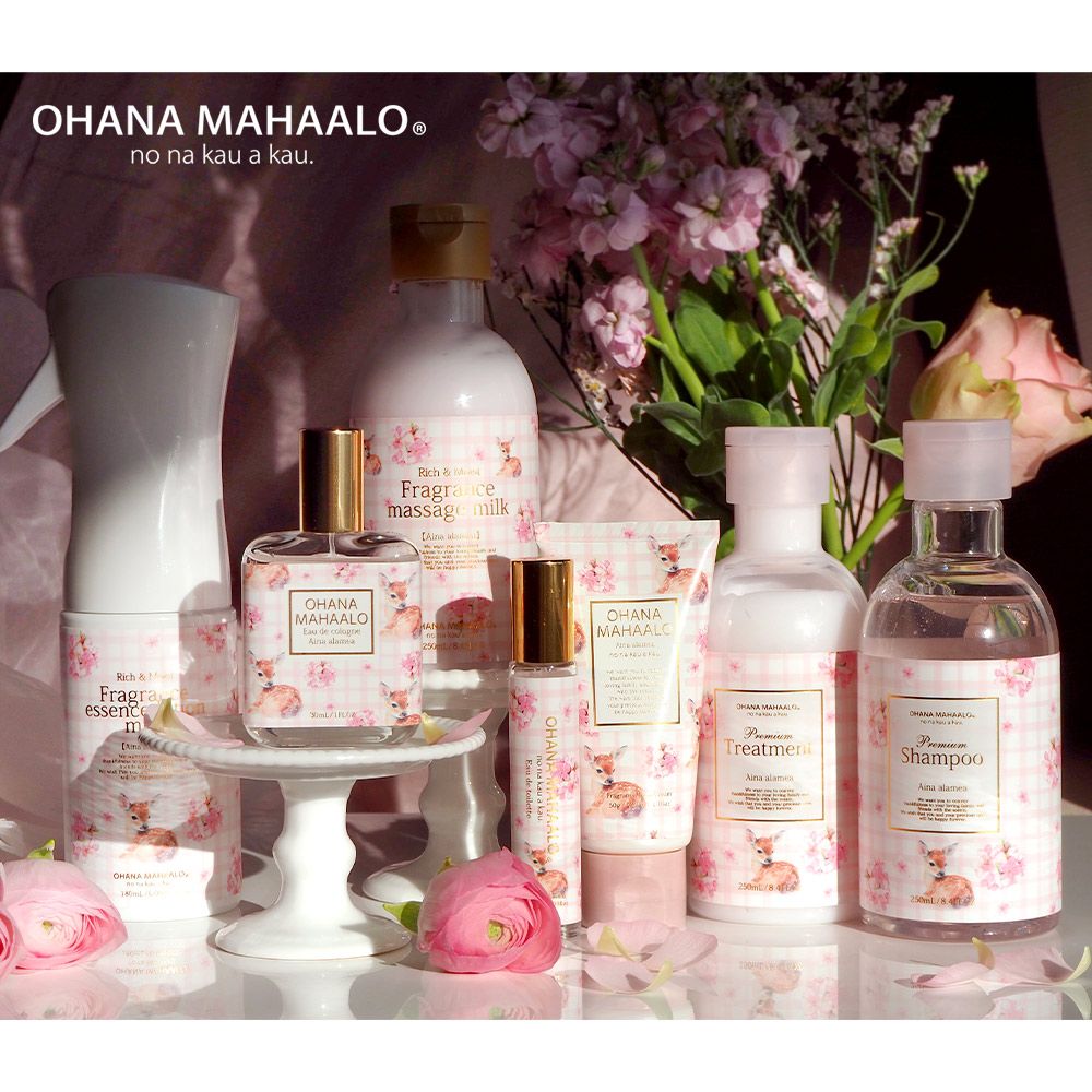 OHANA MAHAALO  桃氣斑比小金緻洗髮修護組(洗髮露250ml+修護乳250ml)