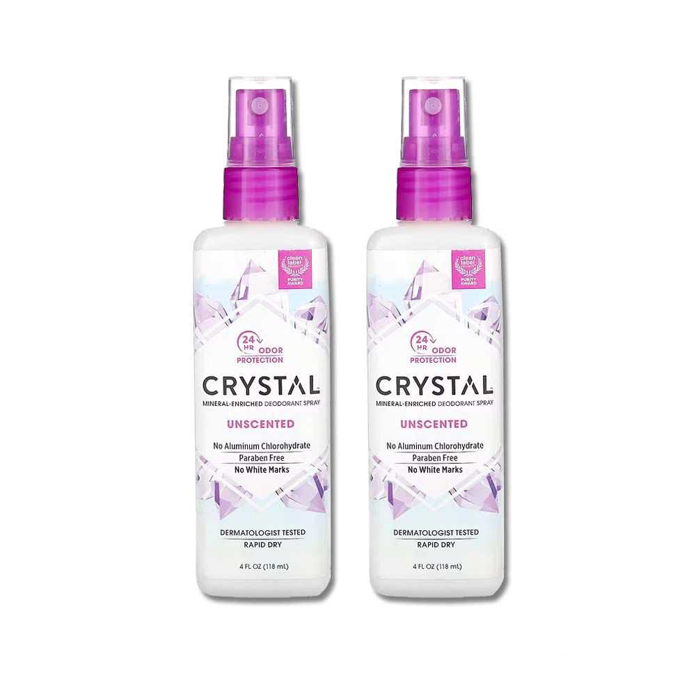 Crystal Cable (2瓶超值組)美國CRYSTAL-長效除臭香氛噴霧-無香粉118ml/瓶(身體運動汗味消臭噴劑,礦物體香噴霧,淨味爽身除臭劑)