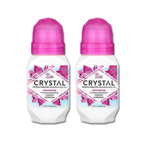 Crystal Cable (2瓶超值組)美國CRYSTAL-滾珠型香氛液體除臭劑-無香粉66ml/瓶(身體運動汗味消臭噴劑,礦物體香噴霧,淨味爽身除臭劑)