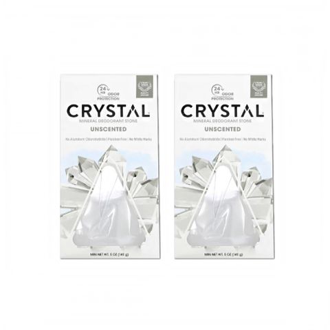 Crystal Cable (2盒超值組)美國CRYSTAL-礦物鹽身體香氛除臭石-無香款140g/盒(身體淨味體香膏,全膚質適用固體消臭石,運動汗味腋下狐臭體香劑)