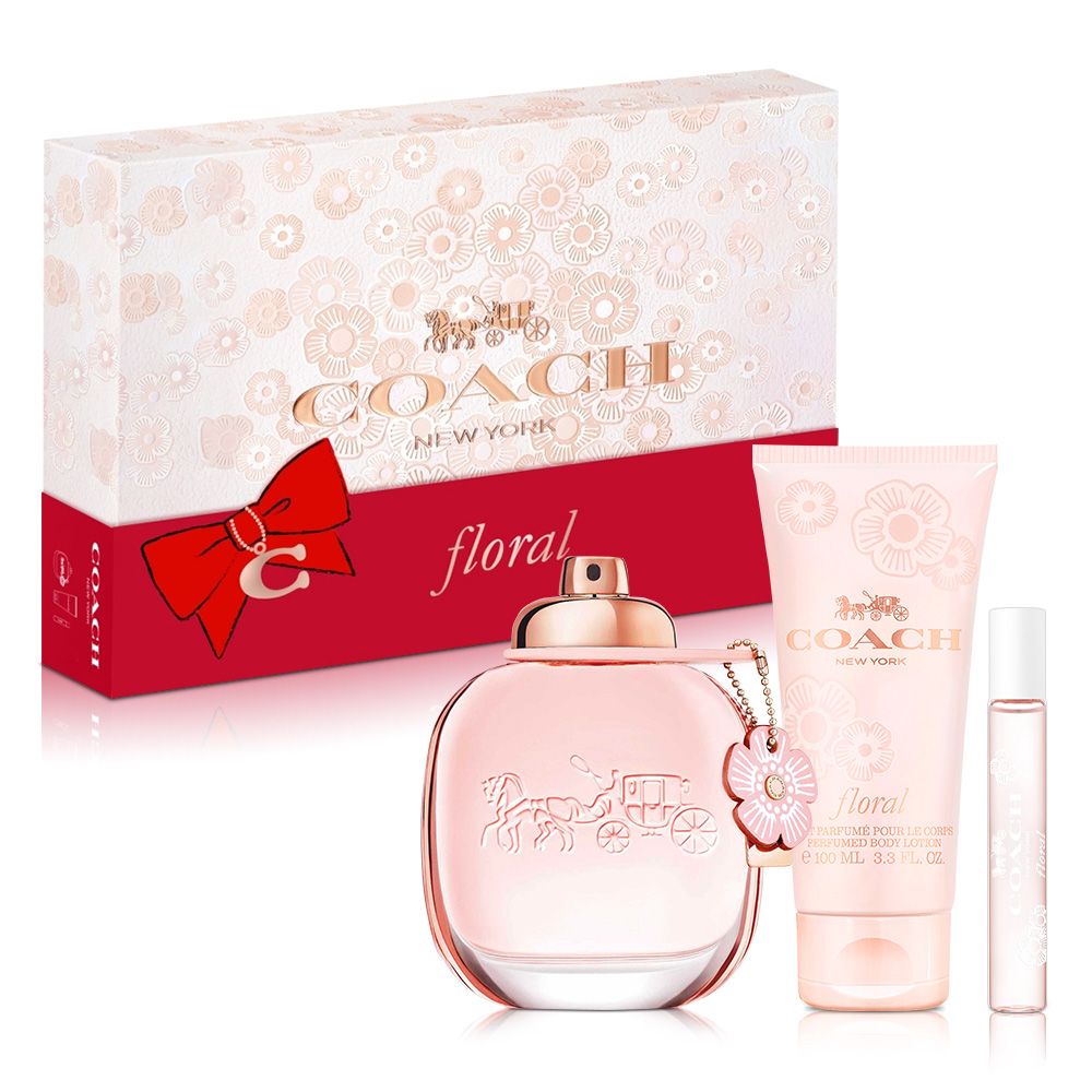 COACH 蔻馳 芙洛麗女性淡香精禮盒(淡香精90ml+隨行香氛7.5ml+身體乳100ml)