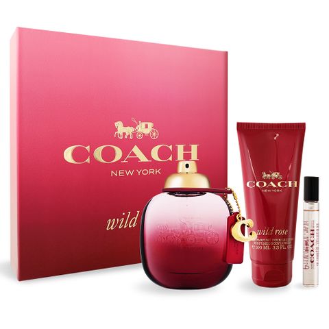 COACH 蔻馳 曠野玫瑰淡香精禮盒[90ml+7.5ml+身體乳100ml]-香水公司貨