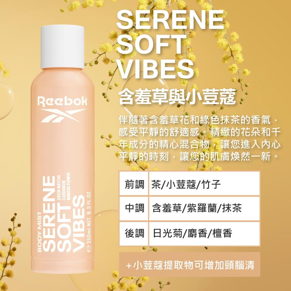 Reebok 水漾青春活膚保濕噴霧 250ml(含羞草與小荳蔻) (VIBES)