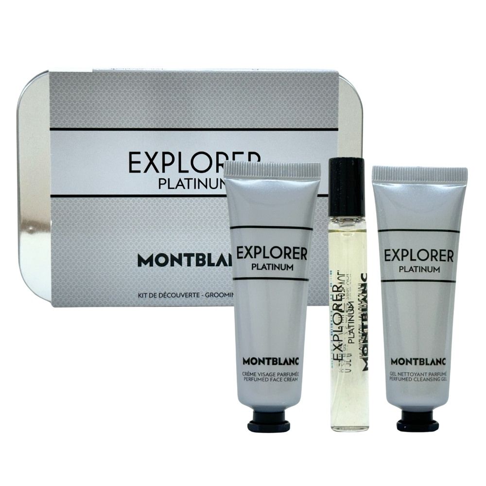 MONTBLANC 萬寶龍  Explorer Platinum 冰峰旅者旅行組(淡香精EDP 7.5ml+臉部乳霜30ml+洗面乳30ml )