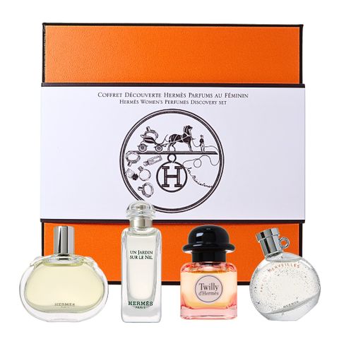 Hermes 愛馬仕 小香禮盒 7.5ml x 4 （ 絲巾+尼羅河花園+橘采星光+ 巴蕾尼亞）