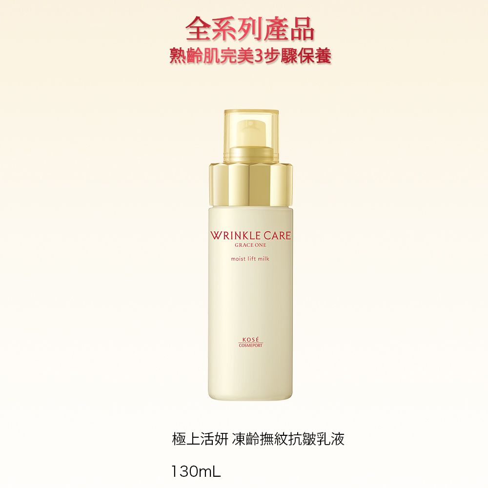全系列產品熟齡肌完美3步驟保養WRINKLE CAREGRACE ONEmoist lift milkCOSMEPORT極上活 凍齡撫紋抗皺乳液130mL