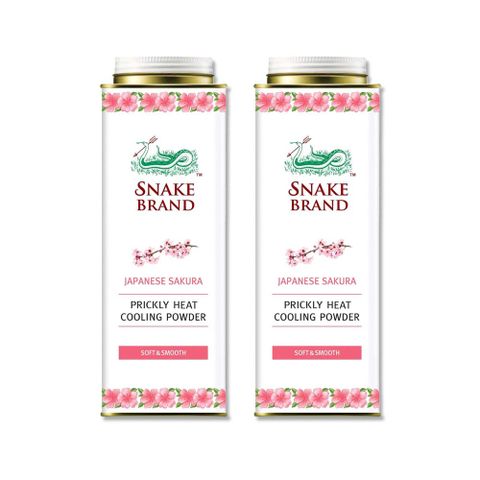 SnakeBrand 蛇牌 (2罐超值組)泰國清涼降溫消暑乾爽吸濕淨味留香爽身粉-粉色櫻花280g/罐(涼爽親膚痱子粉,腋下清爽吸汗粉)