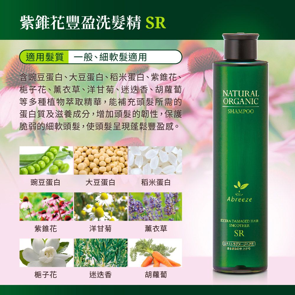 Jollyard 潔麗雅  自然微風 紫錐花豐盈洗髮精SR 600ml (細軟髮適用) 補充包 +專用按壓瓶(森林綠)