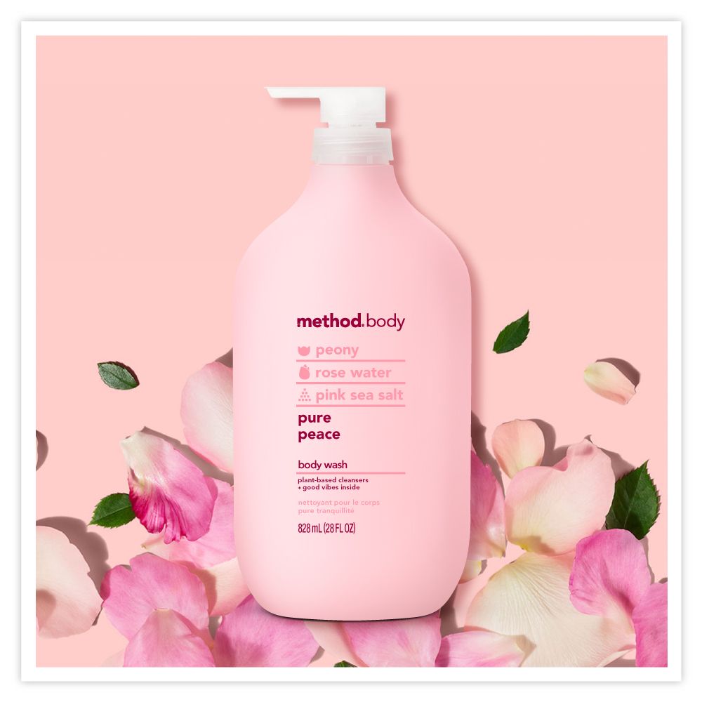 methodbodypeonyrose water pink sea saltpurepeacebody washplant-based cleansers.good vibes insidenettoyant pour le corpspure tranquillité828  (28 FL )
