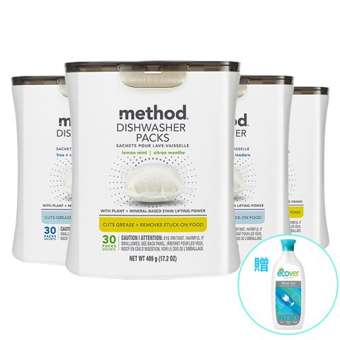 Method 美則潔淨三效聰明洗碗球 30顆x4
