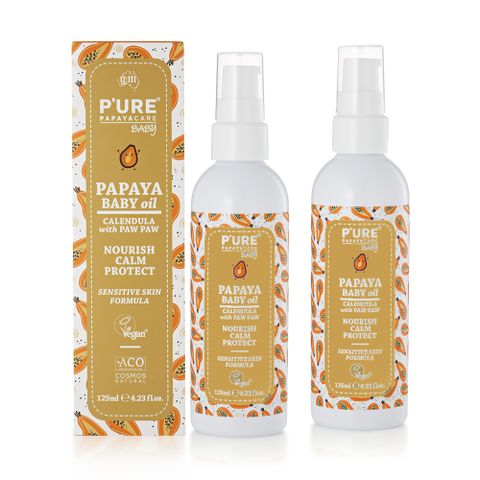 【澳洲Pure Papayacare】木瓜嬰兒油含金盞花(2入組 125ml/瓶)