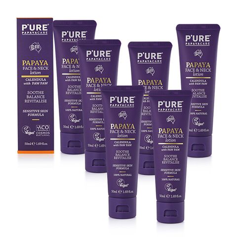 【澳洲 Pure Papayacare】木瓜臉頸乳液含金盞花玻尿酸 (6入組 50ml/瓶 專業級)