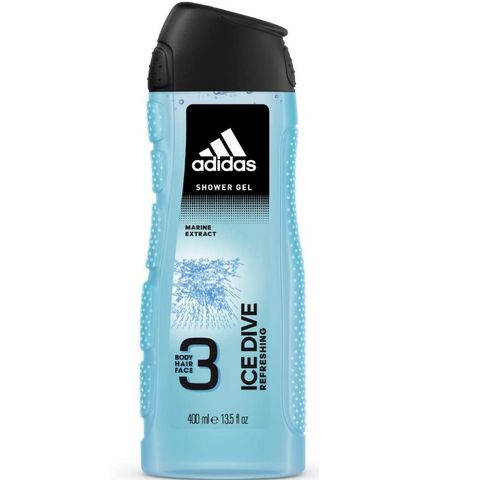 ADIDAS 愛迪達 男用三效潔顏洗髮沐浴露-品味透涼Ice Dive(400ml)