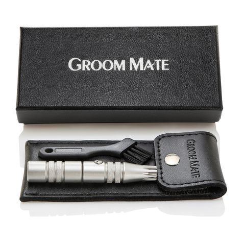 美國 Groom Mate Platinum XL 免電超利修鼻毛器附真皮皮套