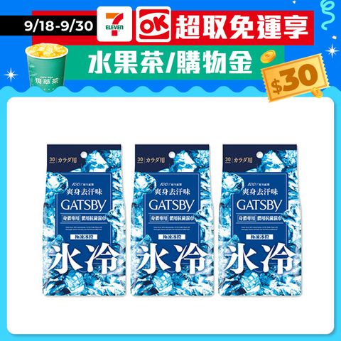 GATSBY 體用抗菌濕巾(極凍冰橙)超值包30張(3入組)