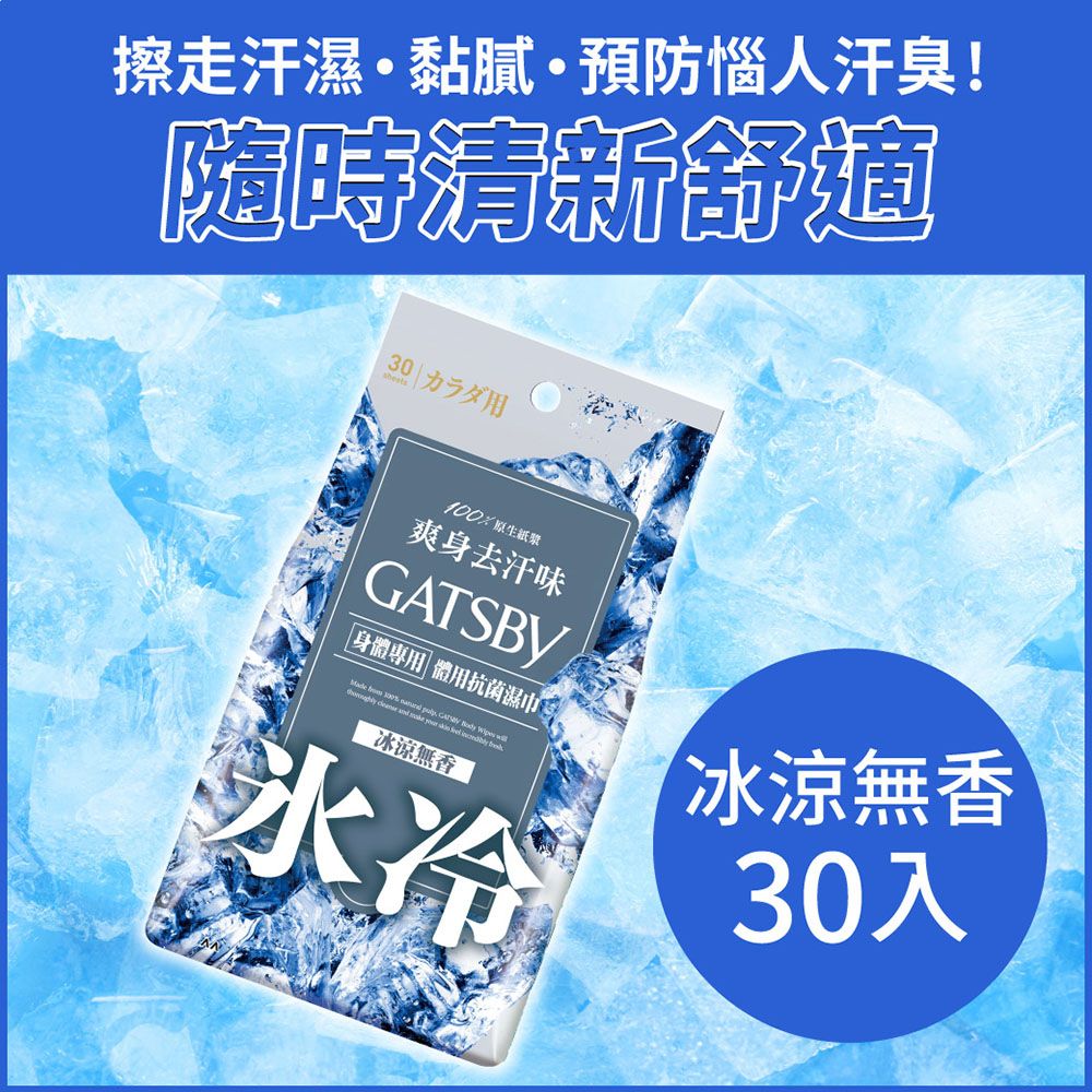 GATSBY 體用抗菌濕巾(冰涼無香)超值包30張入