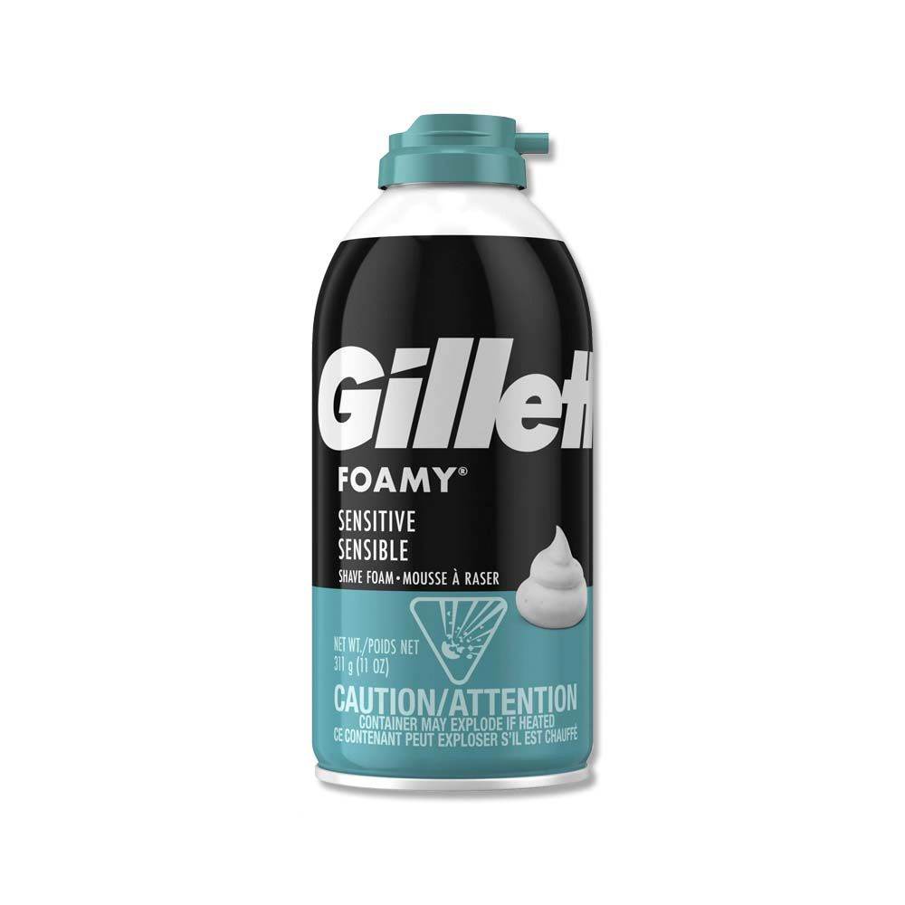 Gillette 吉列 美國FOAMY經典男士極淨滑順溫和滋潤刮鬍泡-溫和藍311g/瓶(軟化鬍根刮除鬍鬚修容泡沫)