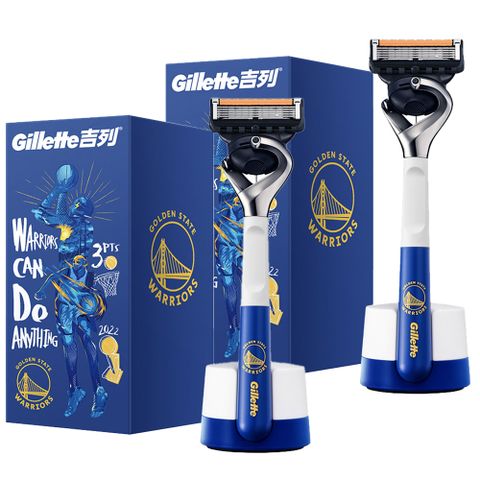 【Gillette 吉列】NBA勇士隊聯名款 無感刮鬍刀1+1組
