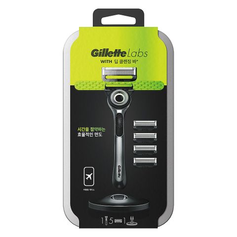【Gillette 吉列 】Labs 極光系列刮鬍刀旅行盒組 1刀架5刀頭