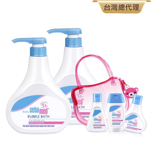 Sebamed 施巴 嬰兒泡泡露500mlx2+小熊旅行組x1(旅行組內含泡泡浴露50ml+嬰幼兒洗髮乳50ml+嬰兒乳液50ml)