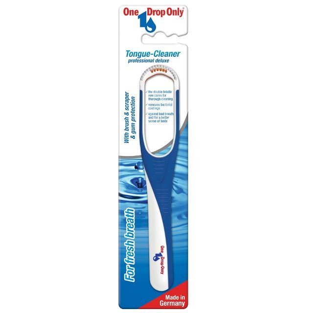 One Drop OnlyTongue-Clenerpressional deluxeFor fresh breathWith brush & scraper&gum protection double      bad breath  a  of One Drop OnlyMade inGermany