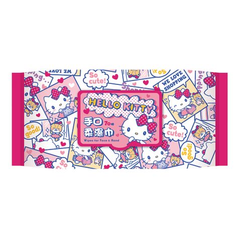 Hello Kitty 凱蒂貓手口有蓋柔濕巾/濕紙巾 (加蓋) 70 抽 X 12 包