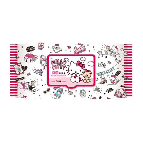 Hello Kitty 凱蒂貓抑菌有蓋柔濕巾/濕紙巾 (加蓋) 70 抽 X 12 包
