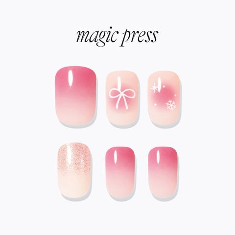 【DASHING DIVA】MAGICPRESS 薄型經典美甲片_粉紅絲帶