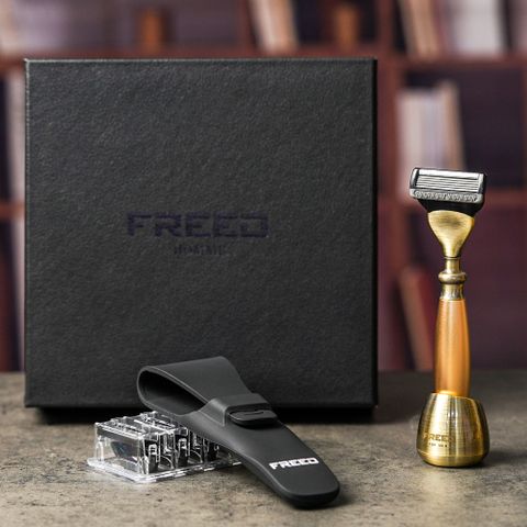 【FREED】古銅系列尊爵四件組五刀式刮鬍刀禮盒 - 阿波羅