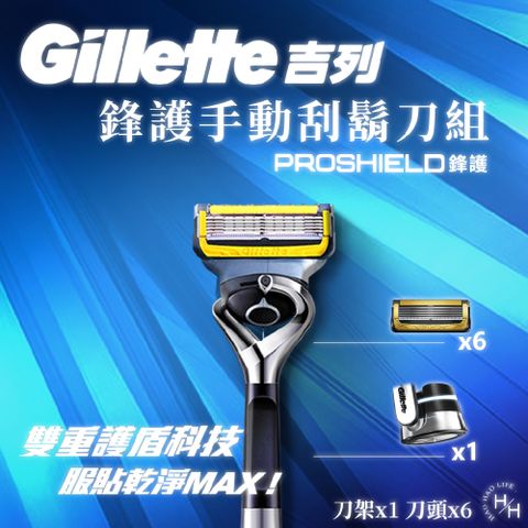 Gillette 吉列 鋒護手動刮鬍刀組 刀架x1 + 刀頭x6