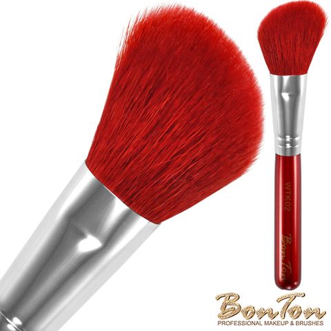 BonTon 湛紅短柄 斜修容/腮紅刷 WTK02 特級尖峰紅羊毛