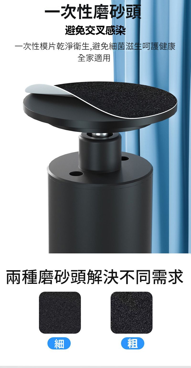 一次性磨砂頭避免交叉感染一次性模片乾淨衛生,避免細菌滋生呵護健康全家適用兩種磨砂頭解決不同需求細粗