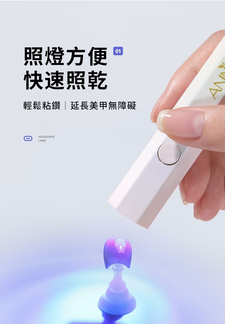 01照燈方便 快速照輕鬆粘鑽延長美甲無障礙HEXAGONALLAMP