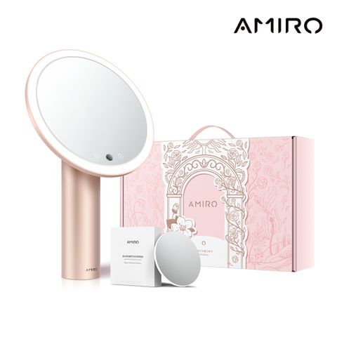 【AMIRO】Oath自動感光LED化妝鏡-綺夢花園禮盒-薄霧粉 化妝鏡 美妝鏡 高圓圓推薦