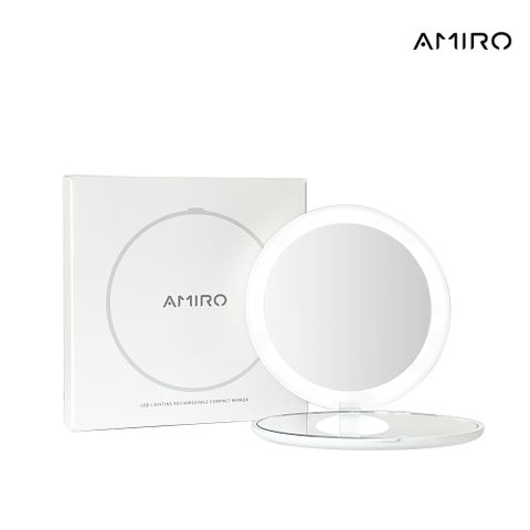 【AMIRO】LED燈 隨身化妝鏡 白色 /美妝鏡/化妝鏡/LED鏡/led智能觸控化妝 鏡 /環形補光化妝鏡/補妝鏡/美容鏡燈