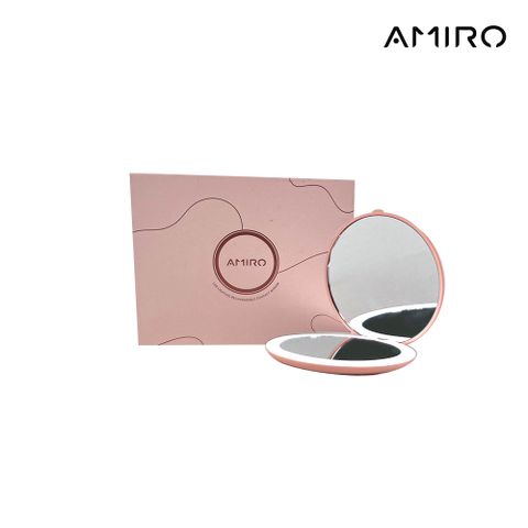 【AMIRO】LED燈 隨身化妝鏡 粉色/美妝鏡/化妝鏡/LED鏡/led智能觸控化妝 鏡/環形補光化妝鏡/補妝鏡/美容鏡燈