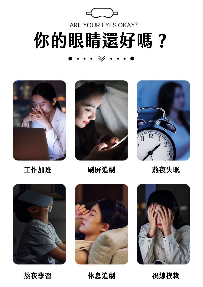 ARE YOUR EYES OKAY?你的眼睛還好嗎? 12工作加班刷屏追劇熬夜失眠熬夜學習休息追劇視線模糊
