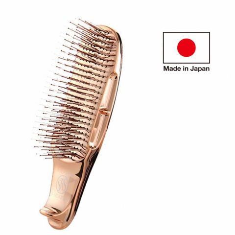 日本製 S Heart S 乾濕兩用頭皮按摩梳/玫瑰金(短柄梳、清潔按摩梳)