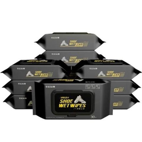超值五入組【幸運女神】抽取式鞋用清潔濕紙巾 30抽 一擦即淨免洗鞋 省時間不費力氣
