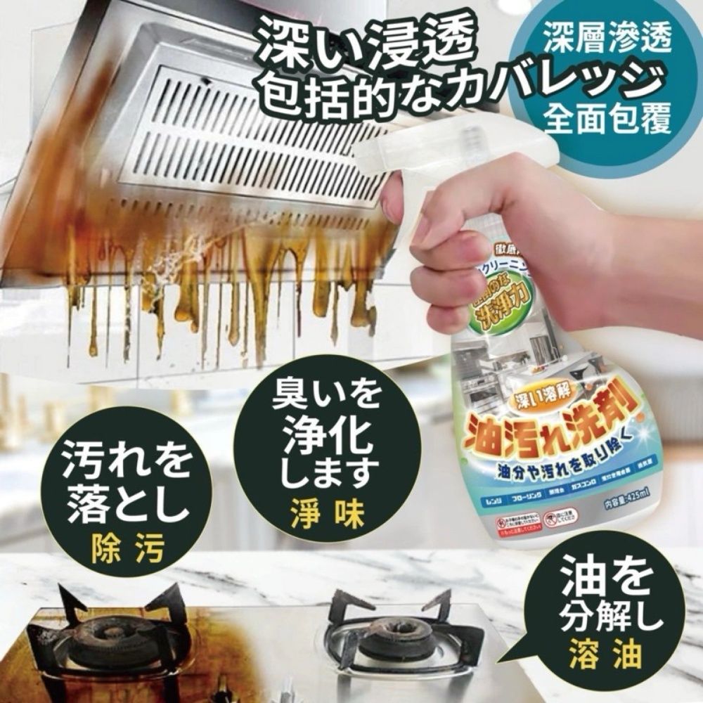  超值三入組【KitTeJi】油污清潔劑400ml 油垢剋星廚房去污神器